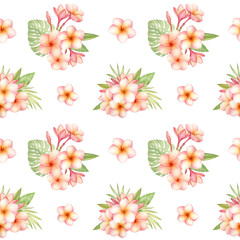 Tropical seamless pattern with flowers.