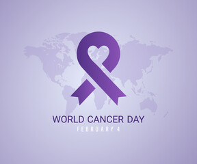 World cancer day. 4 February. holiday concept. Template for background with banner, poster, card. flat illustration. Jpeg format.