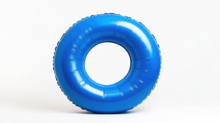 Bright blue inflatable swim ring on a clean white background, symbolizing summer fun and water safety for pool enthusiasts.