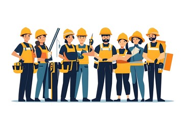 Obraz premium Labour day Safety hard hat and Construction tools background Labour Day concept on isolated background. 1st May celebrate on Labour Day is an annual holiday. celebration, day, poster, illustration,
