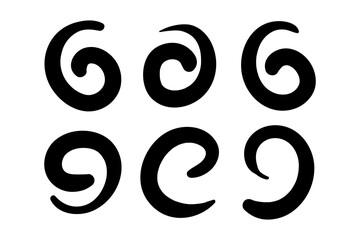 Fototapeta premium Vector hand drawn curly lines set on transparent background