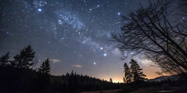 Starry night sky with a focus on the constellations Orion and Cassiopeia, cassiopeia constellation, starry night, celestial scene, galaxy, constellation patterns