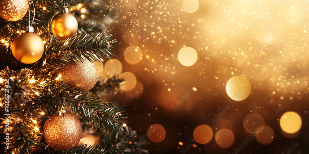 Poster christmas festive background with bokeh and lights. image. created with generative ai technology