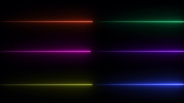 Abstract basically colorful neon lines moving background . neon line Black background .