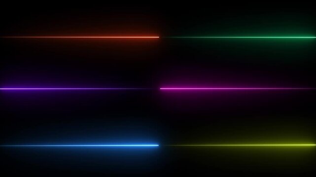 Abstract basically colorful neon lines moving background . neon line Black background .