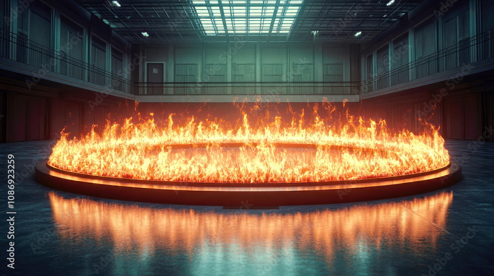 Poster fire performance display art gallery visual art urban space ground level dramatic concept