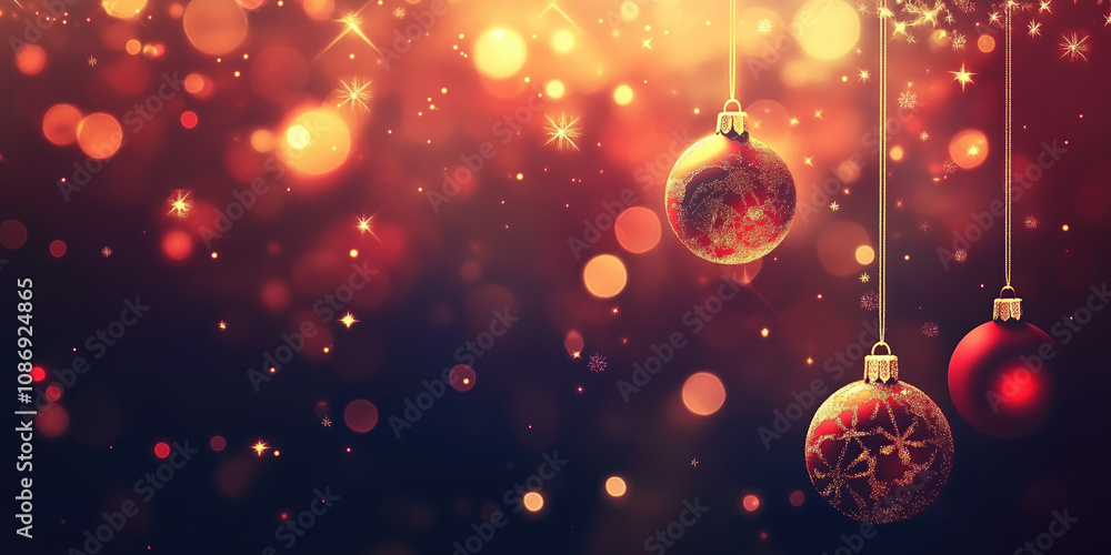 Poster christmas festive background with bokeh and lights. image. created with generative ai technology