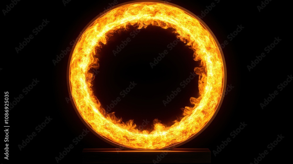 Poster dynamic fire ring display studio digital art dark environment engaging visual concept