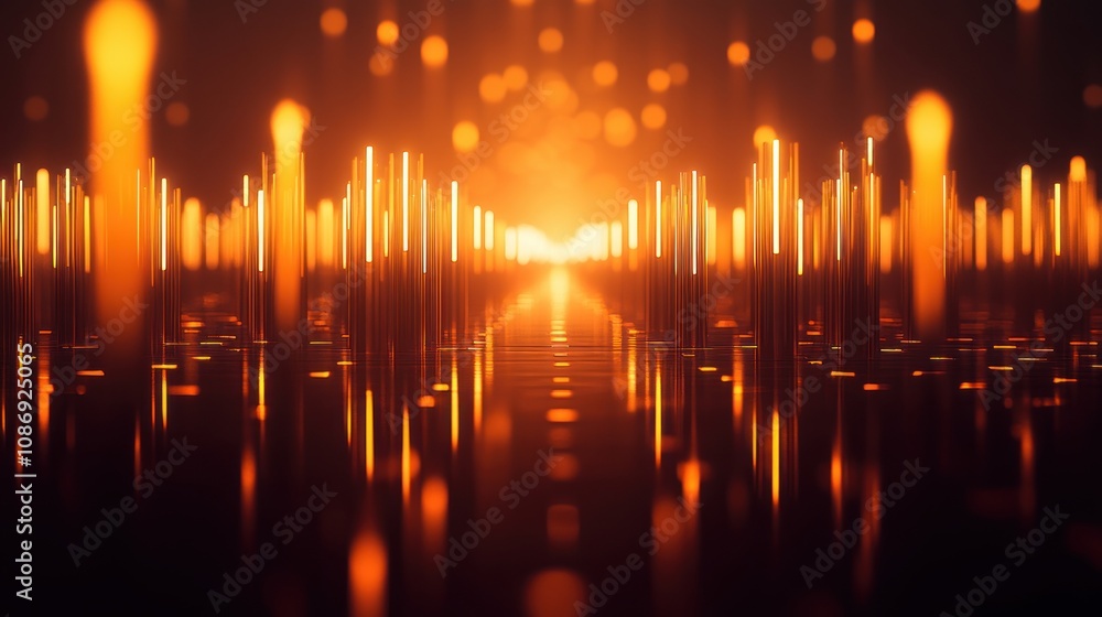 Aufkleber dynamic sound waves visualization digital art abstract space warm atmosphere high angle viewpoint