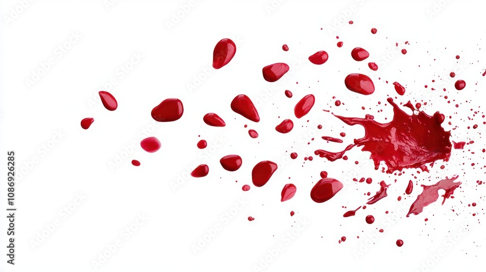 Aufkleber Dynamic red paint splashes art studio digital illustration creative environment abstract concept