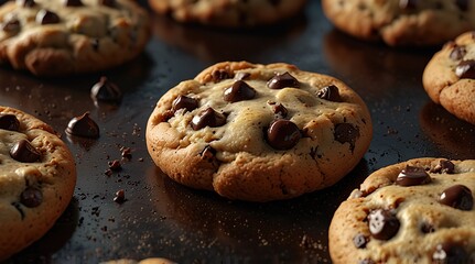 Freshly baked chocolate chip cookies