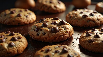 Freshly baked chocolate chip cookies