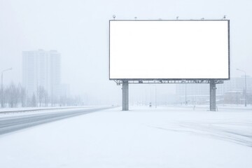 Fototapeta premium Blank Billboard in a Snowy Cityscape