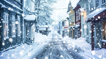 Magical Winter: The Allure of a Snow-Covered Town Street