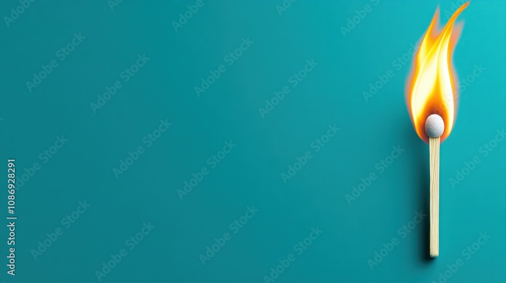 Poster igniting creativity matchstick flame minimalist background conceptual art calm atmosphere close-up
