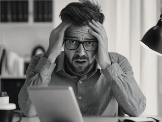 Busy Man Overwhelmed at Work