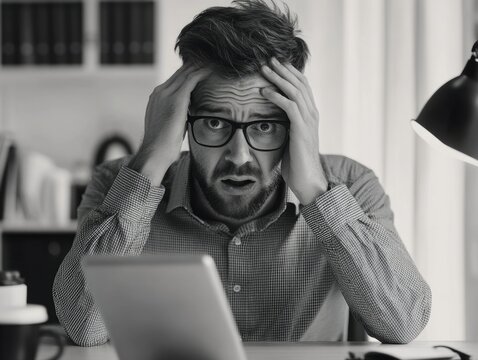 Busy Man Overwhelmed at Work