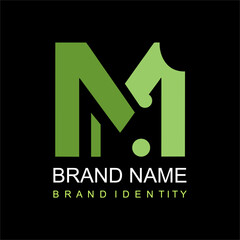 Logo design by forming the letter M elegant black and white monochrome without color gradation