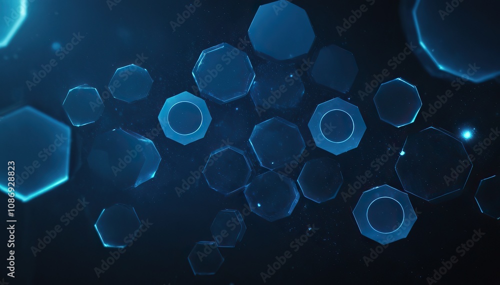 Poster futuristic background with abstract circles and hexagons
