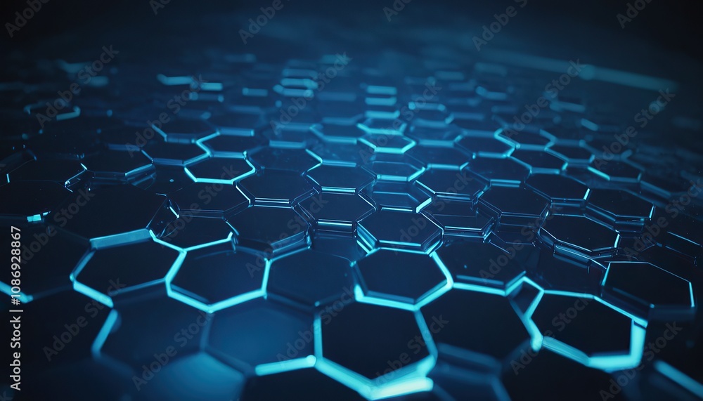 Poster Futuristic background with abstract circles and hexagons