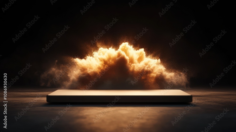 Aufkleber explosive technology concept unveiled studio setting digital art dramatic lighting