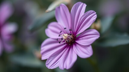 Close-up shot of a single mauve flower in full bloom, close-up, nectar