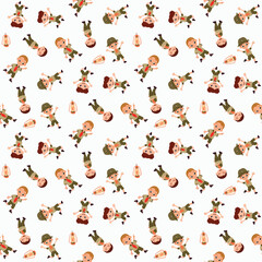 Seamless pattern with scouts. Design for fabric, textile, wallpaper, packaging	