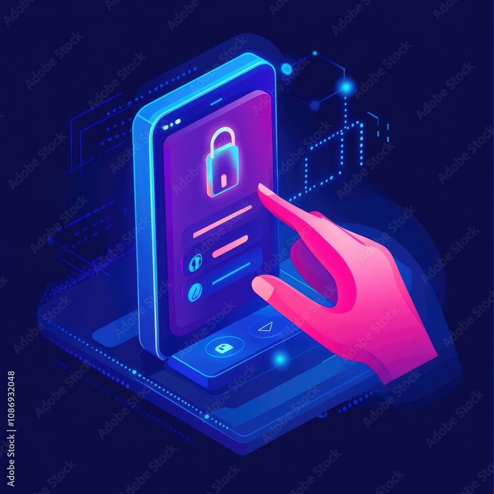 Poster interactive login interface with hand on username icon