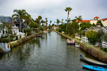 Fototapeta premium Los Angeles, California USA - 2024: Venice Canals, a serene part of Los Angeles not far away from Venice beach