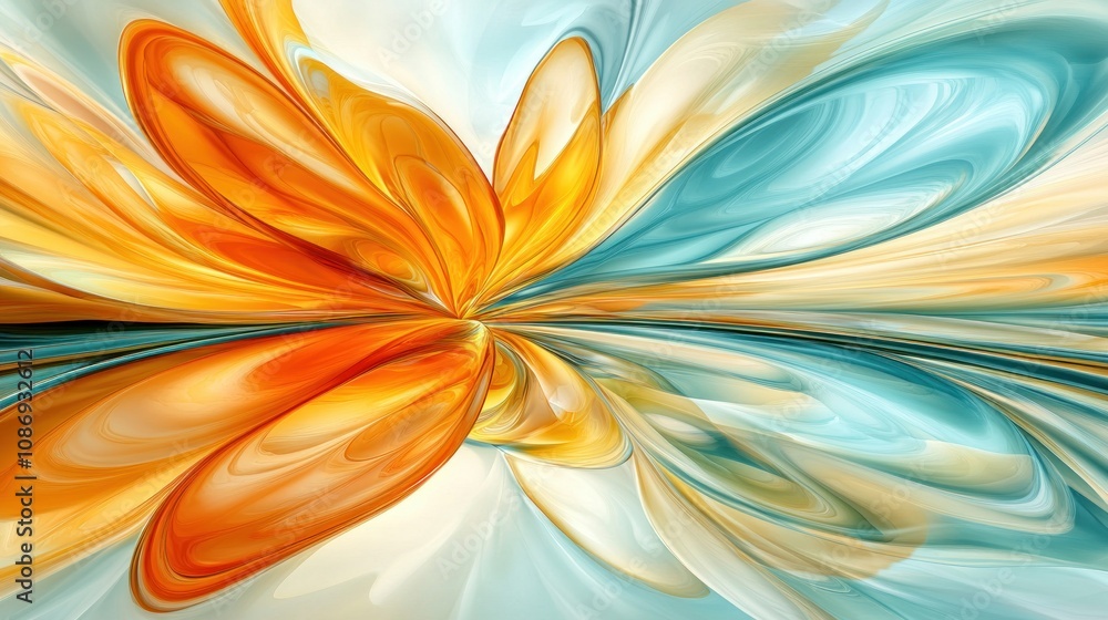 Aufkleber Dynamic abstract art design featuring vibrant colors and flowing shapes in a modern setting