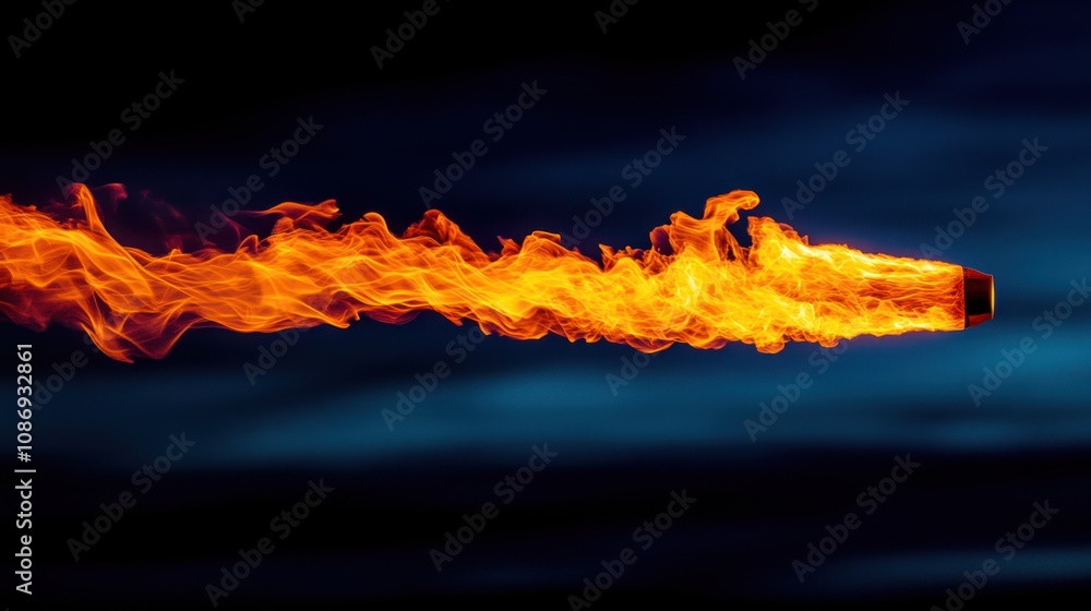 Poster dynamic fireball action open sky digital photo nighttime high angle view motion concept