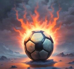 Fototapeta premium Illustration of glowing football ball.