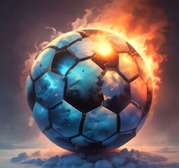 Naklejka premium Illustration of glowing football ball.