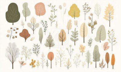 Elegant Forest Collection of Trees and Plants