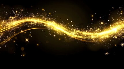 Glowing Golden Particles on a Dark Background, Capturing the Essence of Elegance and Luxury with Sparkling Lights and Ethereal Design Elements for Various Creative Uses
