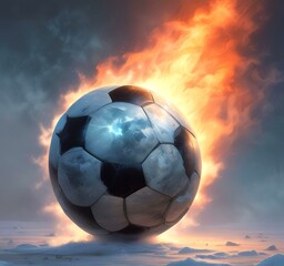Fototapeta premium Illustration of glowing football ball.