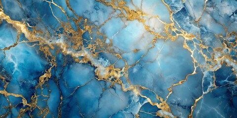 Abstract Blue and Gold Marble Texture Elegant Swirls and Veins for Design Projects