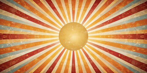 Fototapeta premium Retro Sunburst Design with Vintage Texture and Warm Colors