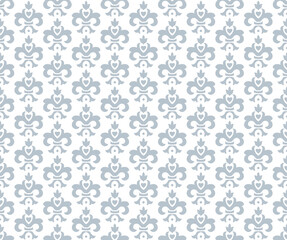 Flower geometric pattern. Seamless vector background. White and gray ornament