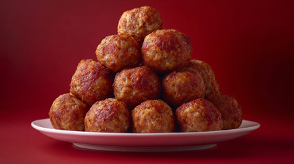 Delicious meat stuffing balls yummy grilled fried meatball sweet and sour sauce fresh orange background. food photography advertising fashion restaurant cuisine gourmet wallpaper