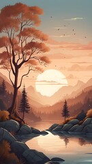 sunset in the mountains