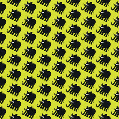 Seamless pattern with funny cartoon elephants