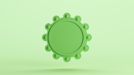 Green badge shield insignia emblem stamp banner shape design element neutral monochrome soft tones pale light mint tones pastel green background 3d illustration render