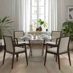 Dining Room with Glass Table and Chairs