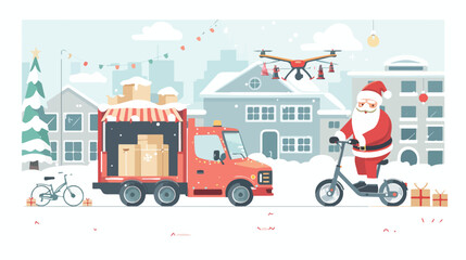 Christmas Holiday Online Delivery Service Concept