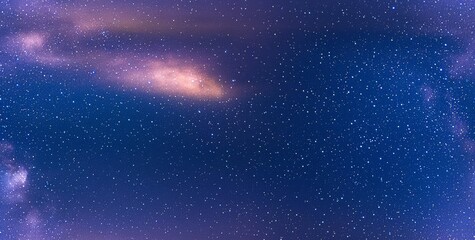 Obraz premium Panorama blue night sky milky way and star on dark background