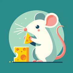 vector image of a cute mouse eating cheese