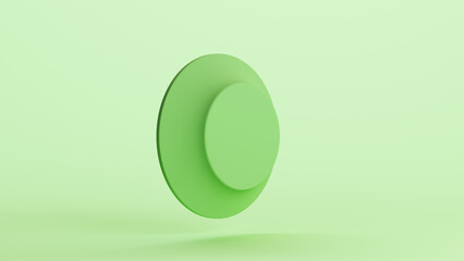 Green bionic hardware bolt screw shape component technology design element neutral monochrome pale light mint tones pastel green background 3d illustration render	
