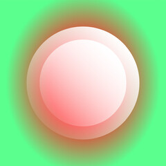 Abstract square1 into 1 ratio background with green red radial and glowing circle overlapping