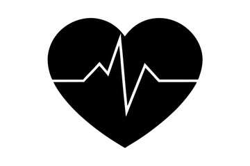 Heart with Pulse Line - Minimalistic Heartbeat Icon Vector Design